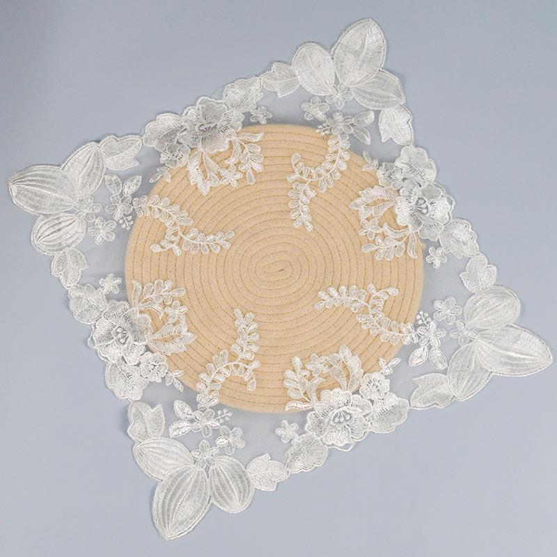 新蕾丝豪华通用盖茶托盘茶碗微波床头柜盖防尘布矩形桌布