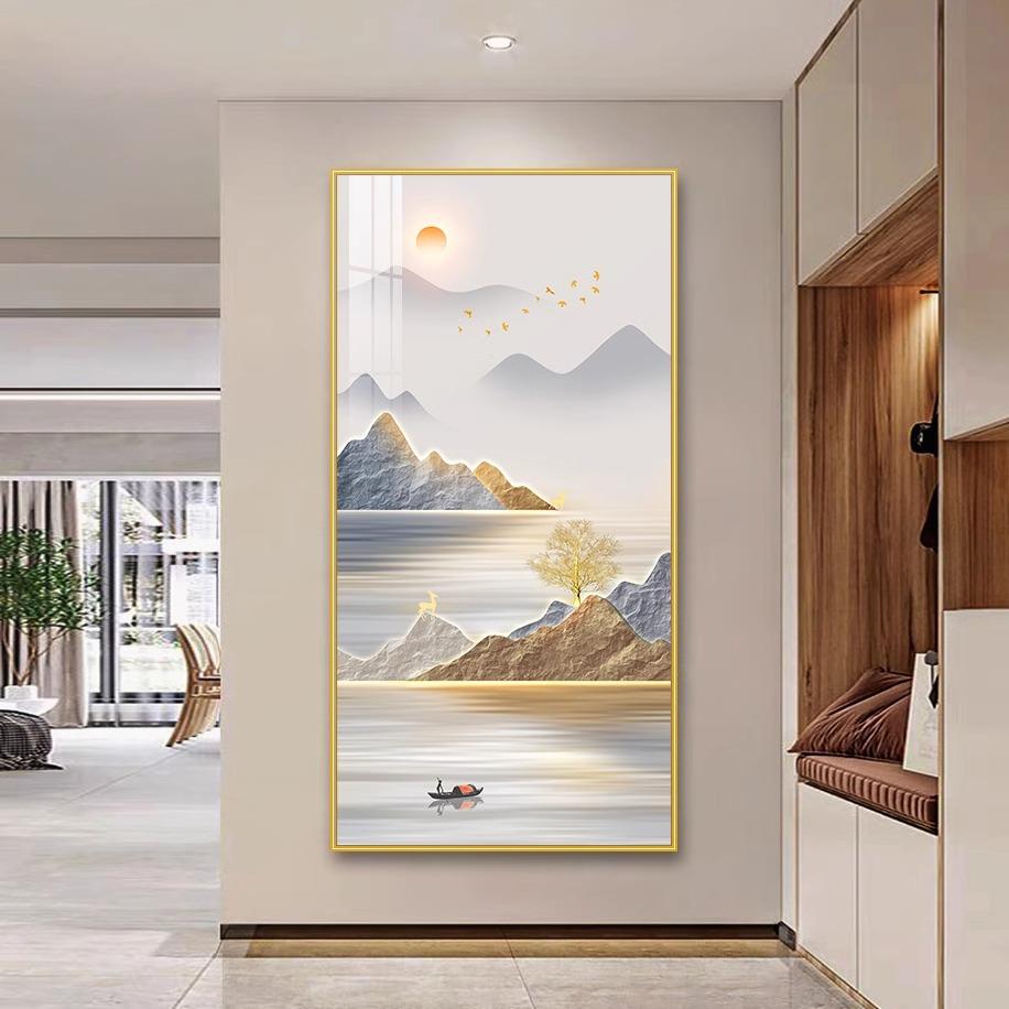 入户玄关装饰画正对门入户画玄关过道挂画客厅山水画高级感玄关画