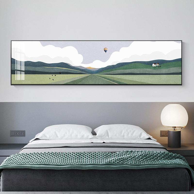 新款直销北欧风格清新床头装饰画现代横幅卧室背景风景挂画房间温