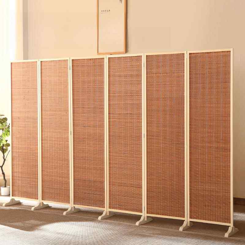 高端屏风移动折屏隔断实木竹子屏风田园花鸟简约客厅卧室玄关中式