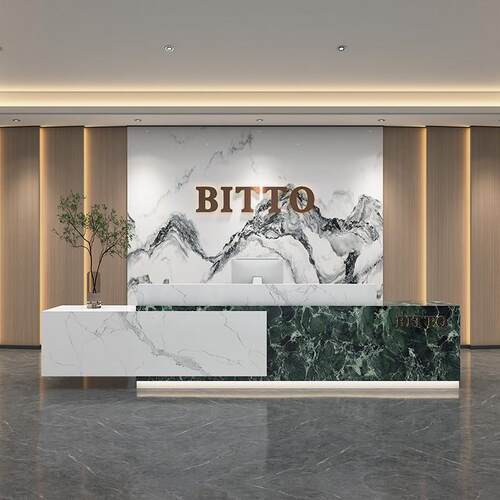定制公司岩板前台酒店会所吧台大理石样品屋展示中心接待台收银台