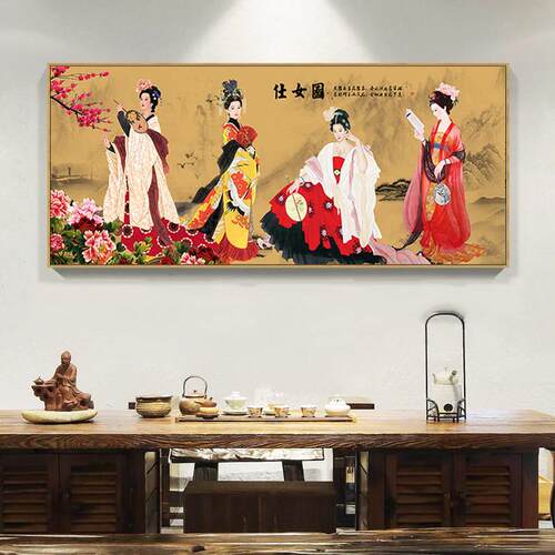 中式古典仕女图人物字画十字绣客厅新款自己绣手工线绣刺绣十字绣