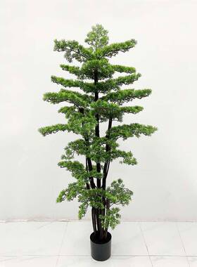 木杆真仿迎客松内大型绿ISP室植盆栽居家绿客厅门口开业装饰假植