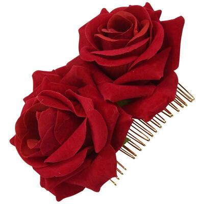 Rose Flower Hair Clip Slide Flamenco Dancer Pin Flower Brooc