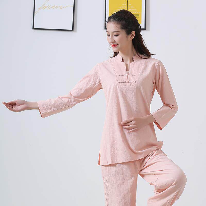正品棉麻伽风服太极打坐宽松国茶服居士服禅修中服运动服女瑜春夏