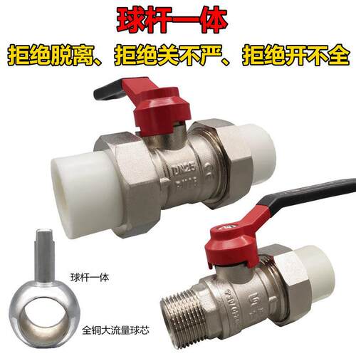球杆一体PPR双活接球阀4分20全铜6分25热熔阀门1寸大流量外丝开关