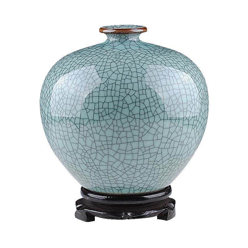 景德镇陶瓷器仿古裂纹官窑花瓶手工石榴瓶子创意复古中式家居饰品