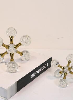 极简风格几何分子水晶摆件样板房间客厅售楼处软装陈设饰品工艺品