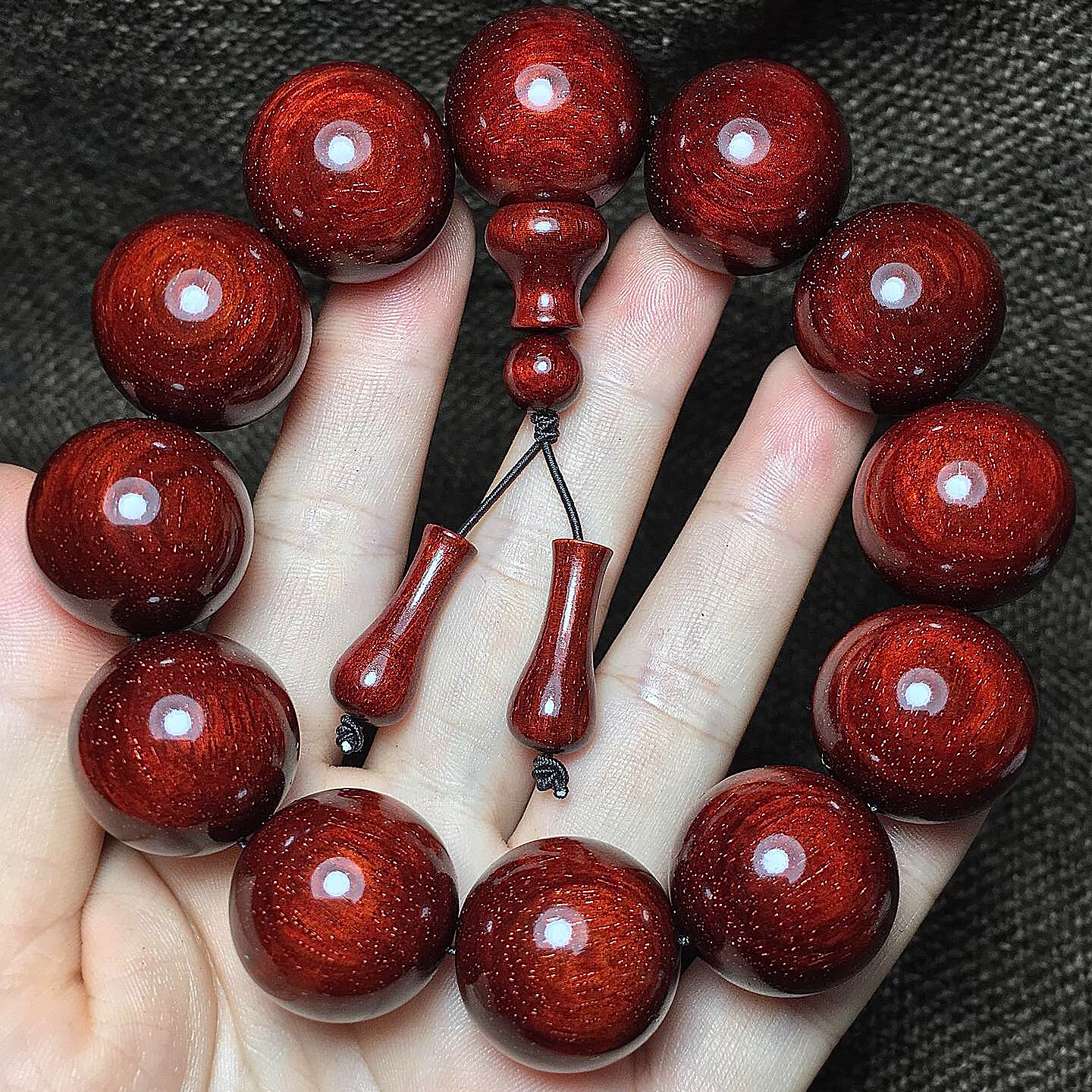 满金星 印度小叶紫檀鸡血红 20mm文玩佛珠男女手串收藏工艺品