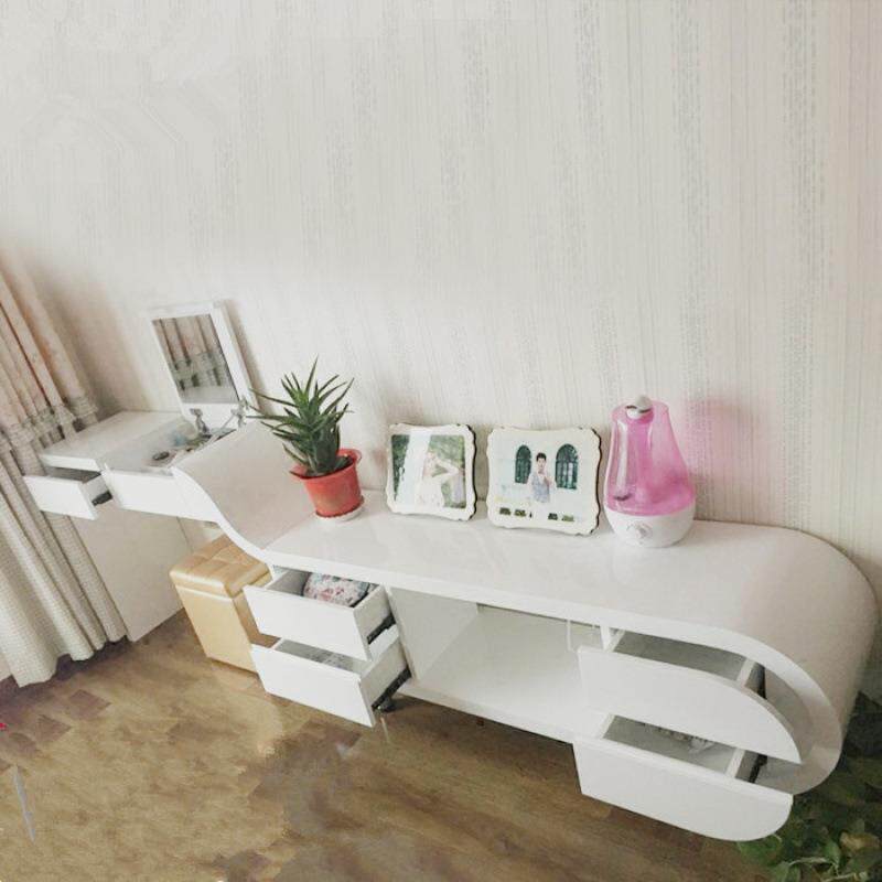 白色烤漆卧室简易电视柜梳妆台电脑桌组合柜客厅