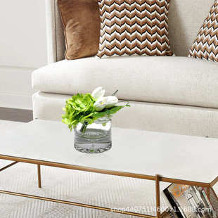 现代简约透明花器样板房花艺售楼处桌花餐厅装饰摆放仿真假花插花