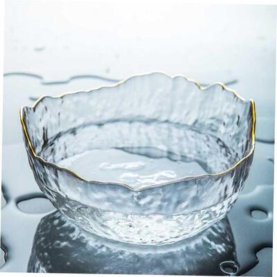 Irregular Gold Inlay Edge Glass Salad Bowl Fruit Bowls
