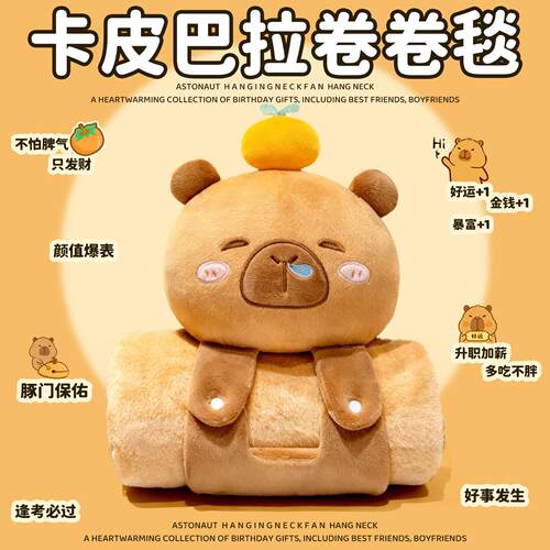 可爱卡通抱枕被子两用办公室午睡小枕头毯子儿童午休靠枕毛毯车载