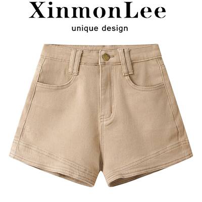 XinmonLee别致简约气质复古卡其色牛仔裤夏季辣妹修身显瘦短裤女