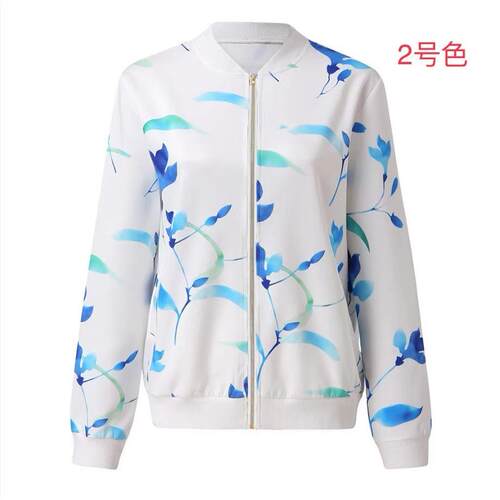 Women's Jacket Printed Zipper Long Sleeve Outer