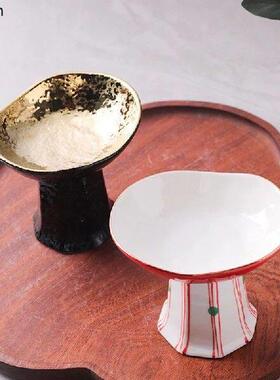 High Foot Plate Dim Sum Dish Tea Tray Dessert Plate Snack