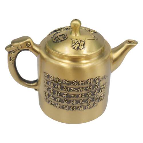 黄铜家居摆件茶具茶壶组合办公室摆件茶壶百福高茶壶创意饰品摆件