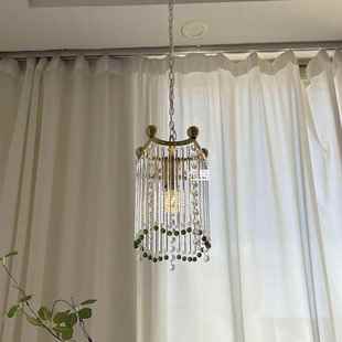 法国覆古穆拉诺玻璃条流苏水晶卧室床边小吊灯深绿色意大利风格 入