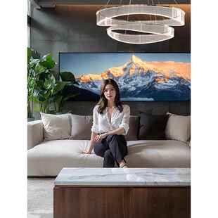 日照金山客厅长横幅装饰画雪山风景画沙发背景墙挂画现代轻奢壁画