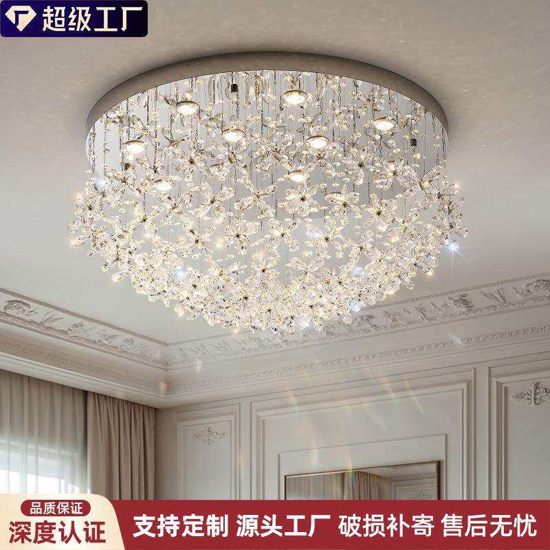 高级感客厅水晶吸顶灯轻奢大厅主灯设计师餐吊灯复式别墅楼梯灯具