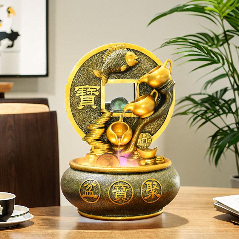 风水轮流水摆件循环水招财生财风水球玄关办公桌桌面装饰品聚宝盆