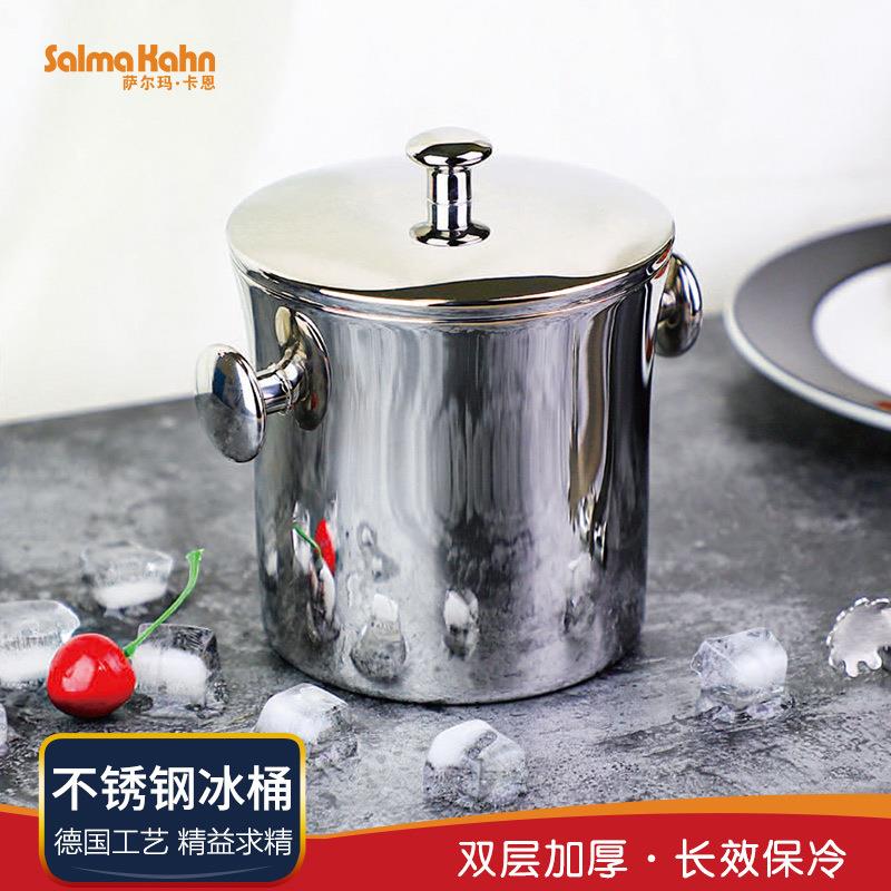 现货手提带盖加厚304不锈钢冰粒桶 家用酒店KTV专用冰桶