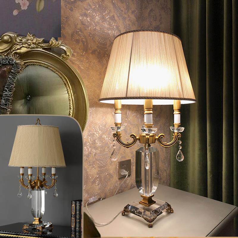 正品客厅沙发旁台大灯高感美式复古欧式高端奢华水晶卧室床头柜主