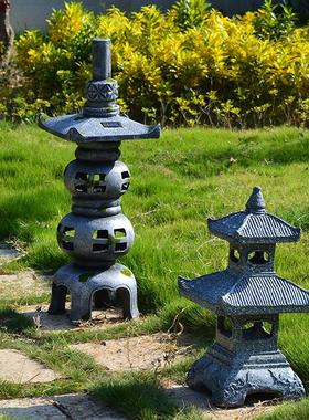复古太阳能庭院花园石塔灯户外落地系列手工中日式建筑造景观摆件