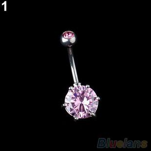 belly ring piercing crystal surgical body gem bar hot button