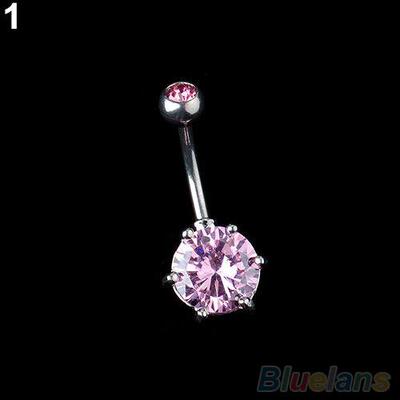 hot crystal gem belly ring button bar body piercing surgical
