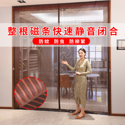 大门防蚊门帘魔术贴免打孔夏季农村家用全磁条金刚网高档磁性纱门