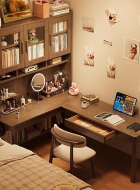 实木户转角书桌书写架一体小型家用电脑拐桌角AENL型办公桌卧室字