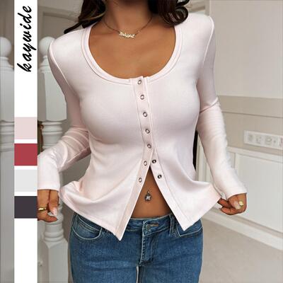 Long sleeved cardigan sweater women's clothing