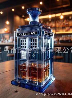 新款创意电话亭酒瓶存钱罐工艺品桌上摆件