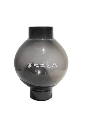 轻奢现代灰色束口大肚玻璃花瓶家居客厅样板房软装饰品插花装饰