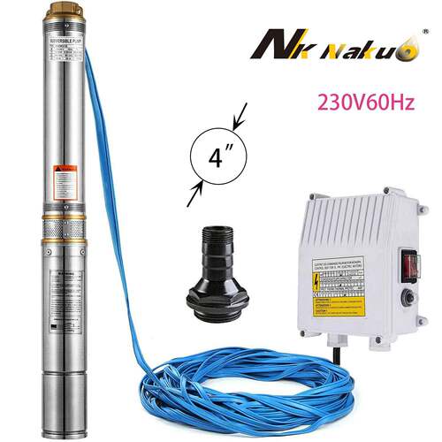 跨境不锈钢深井泵2Hp扬程防腐井用清水抗沙潜水泵出口220V60Hz