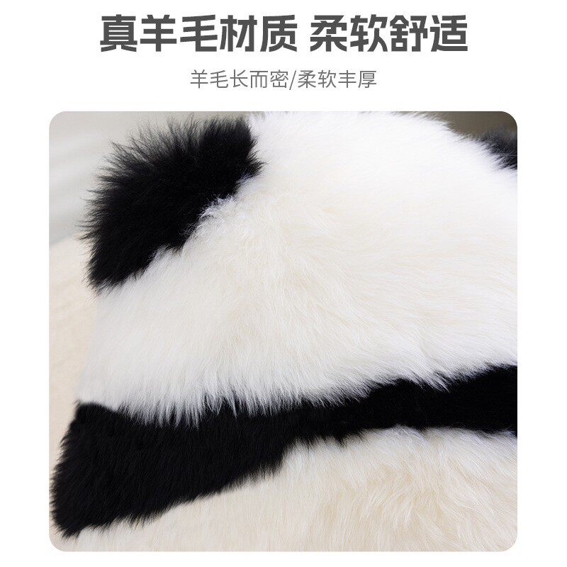 yt-3011飘羊毛羊熊猫抱枕客厅卧室纯坐毛靠枕窗垫熊猫背影沙发靠