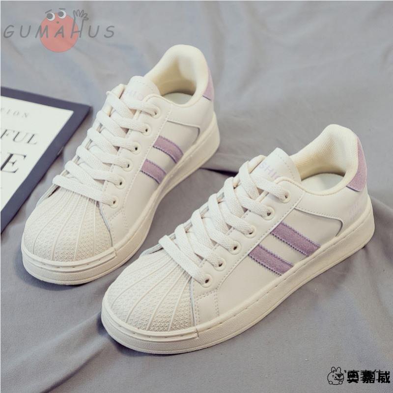 贝壳头爆款小白鞋女配裙子百搭2024新款春季