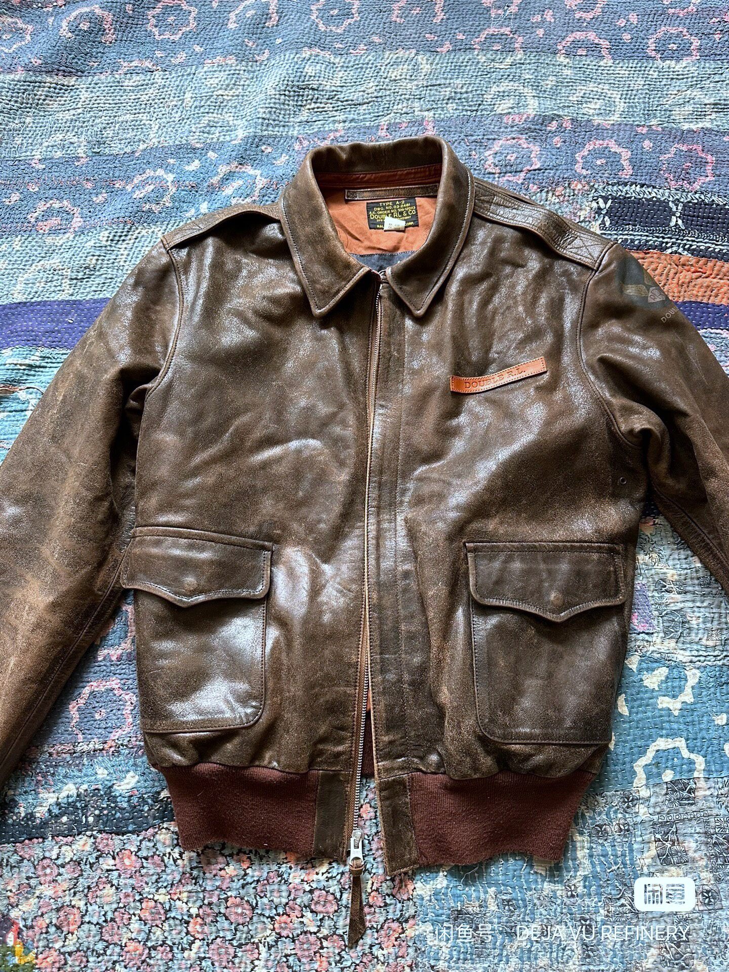 RRL Distressed A2 Leather Jacket
