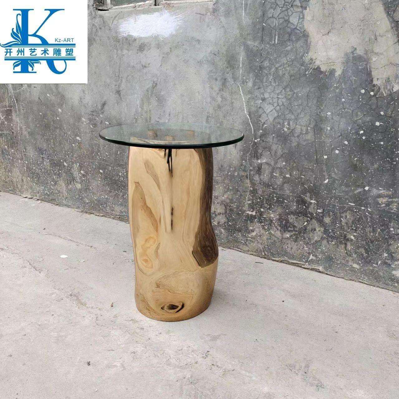 电镀异形雕塑茶几酒店大堂样板房客厅艺术摆设玄关现代风装饰品