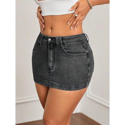 J 33805 High Waist Denim Skirts 腰牛仔半身裙