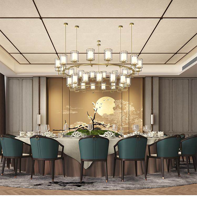 新款直销新中式餐厅吊灯圆形别墅客厅灯连锁餐饮包厢灯酒店大堂宴