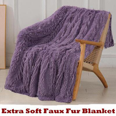 Soft Faux Fur Blanket Long Hair Shaggy Fluffy Plush Fleece