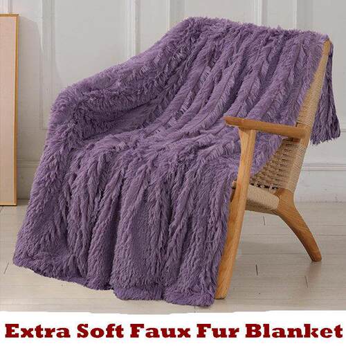 Soft Faux Fur Blanket Long Hair Shaggy Fluffy Plush Fleece