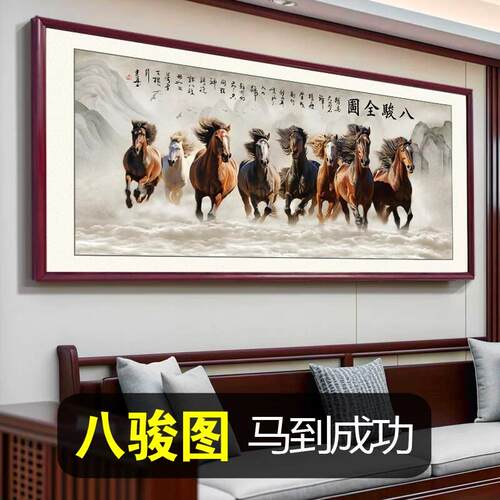 2025新款马到成功挂画八骏图客厅沙发背景墙骏马图办公室装饰壁画