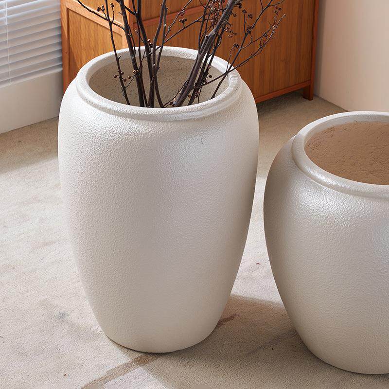 展厅软装酒店家装创意摆件花瓶组合盆大号镁泥花盆70cm高深简约