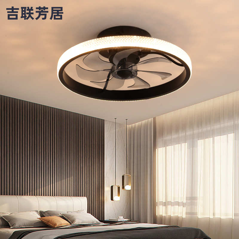 卧室吸顶风扇灯led水晶吊扇灯遥控简约客厅灯餐厅轻奢电扇灯批发