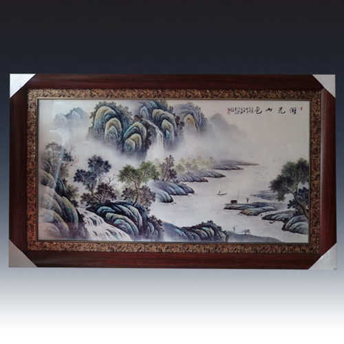 墙壁 背景瓷板画家居装饰陶瓷风景字画墙 山水画湖光山色画 书房