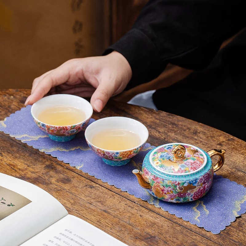 便携式尚茶具快风旅行茶具杯功夫陶瓷置女客一壶套装二杯宫廷玩物
