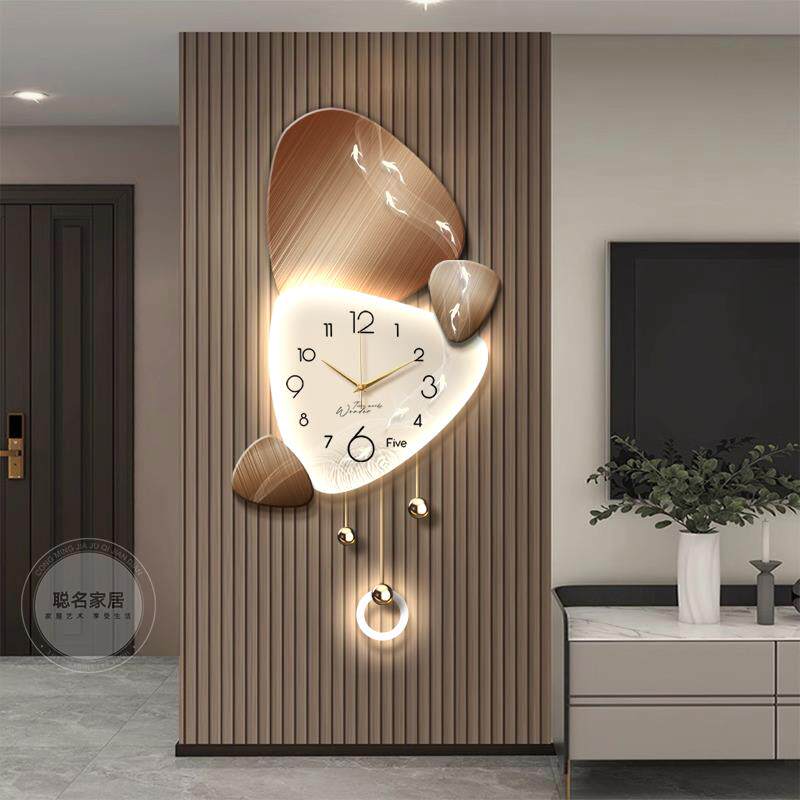 时来运转挂钟轻奢客厅背景墙装饰画 画高级感静音钟表立体创意格